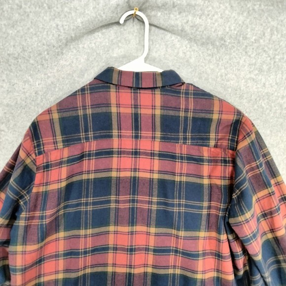 Madewell Button Down Shirt Womens Size L Red Blue Plaid Long Sleeve - Picture 9 of 11